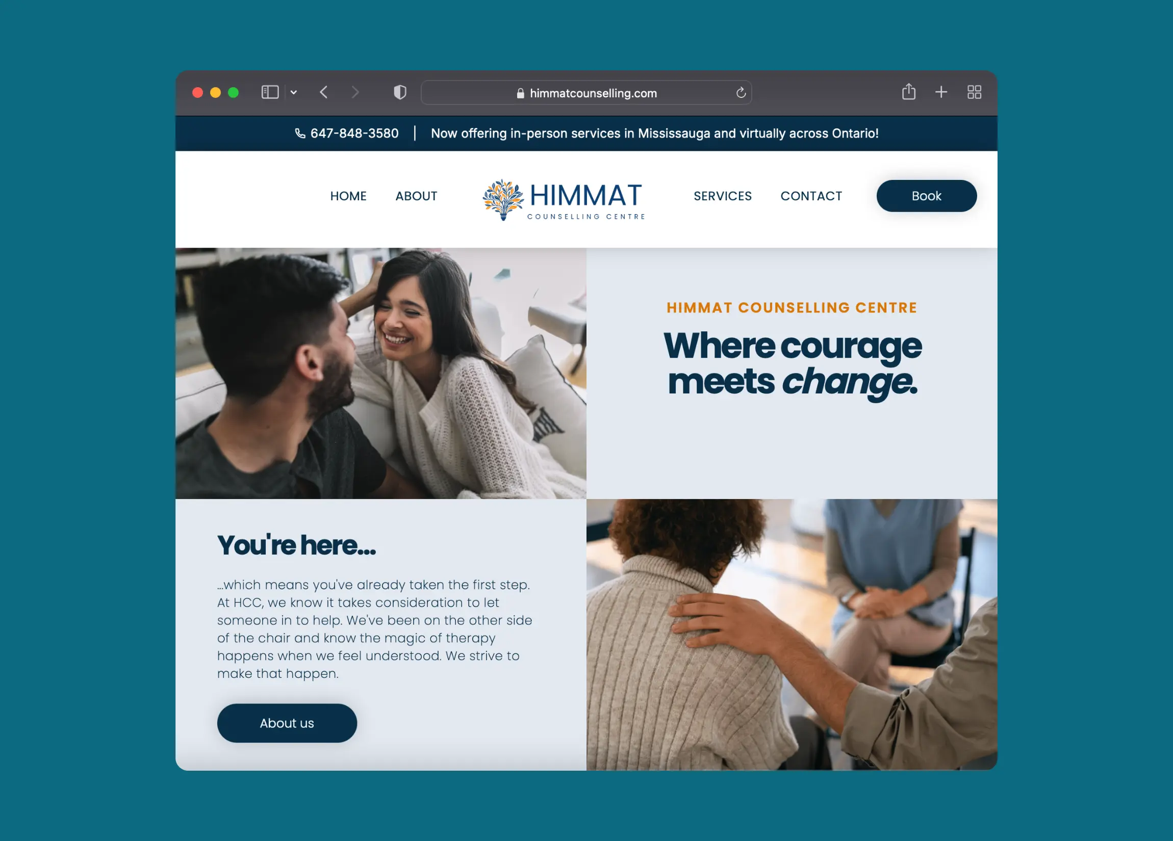 Screenshot of the Himmat Counselling Centre website